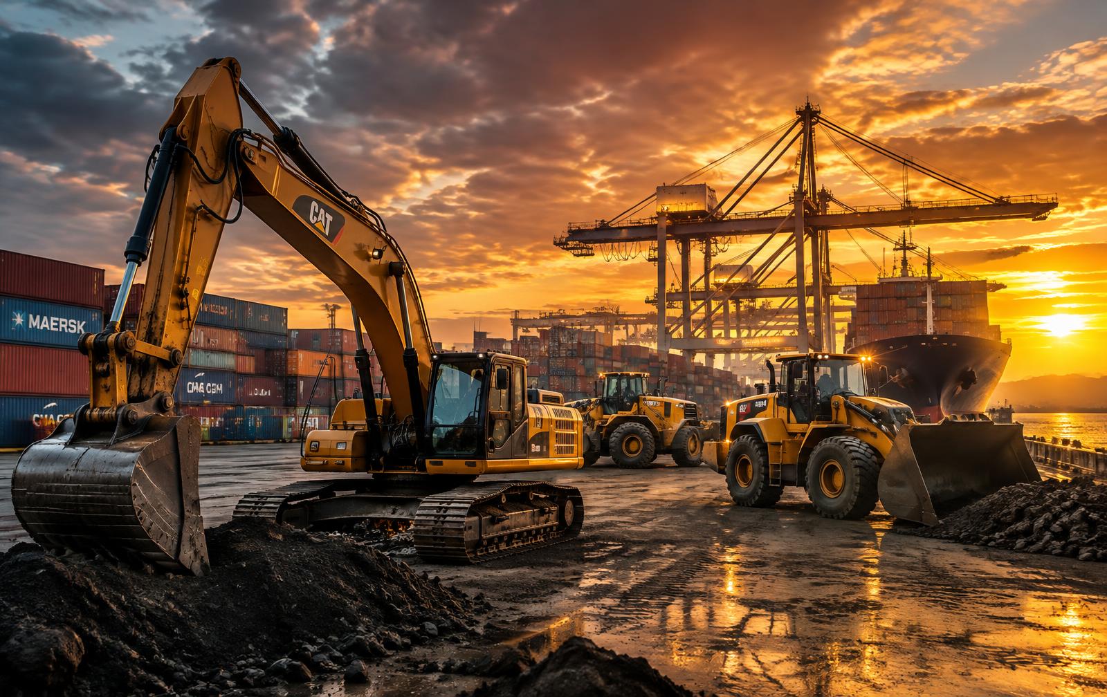 Heavy machinery at a container port